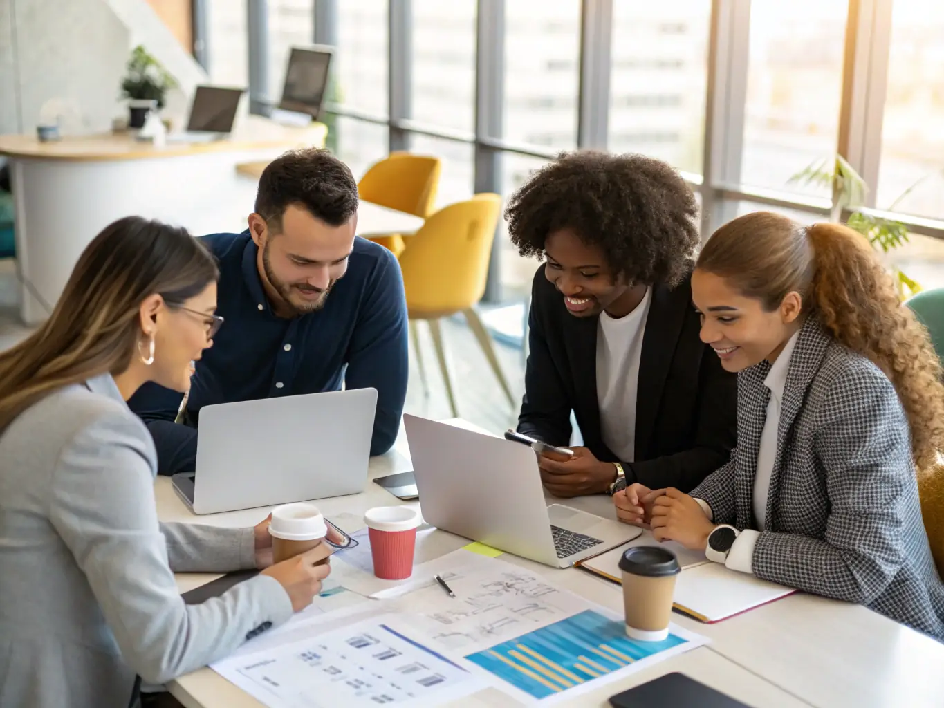 A dynamic photo capturing a startup meet in Toronto, featuring a diverse group of attendees networking and engaging in discussions around innovation and technology.