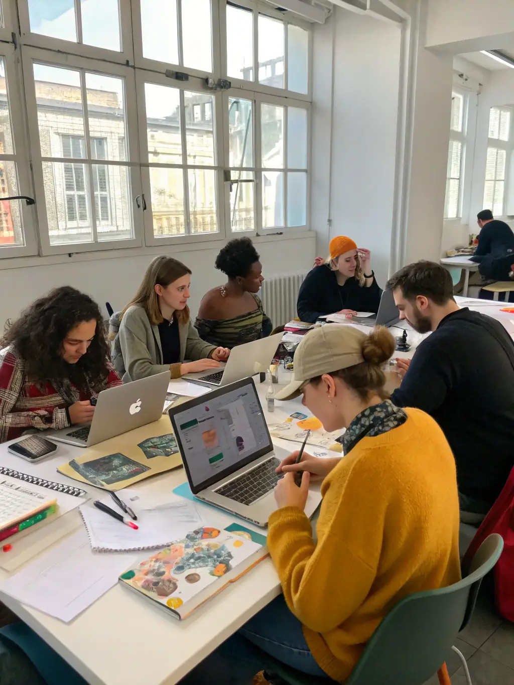 An image of the Elevate Festival in Toronto, featuring a diverse group of attendees participating in a workshop session, with the Toronto skyline in the background.