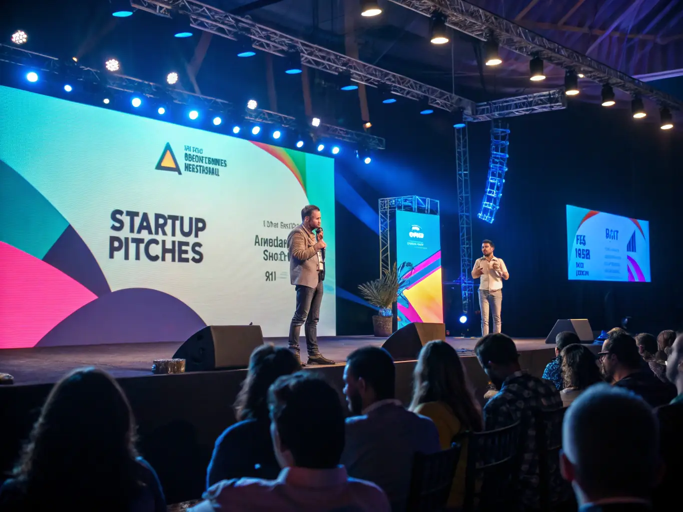 A photo of a startup pitch competition in Montreal, highlighting the energy and excitement of the event.