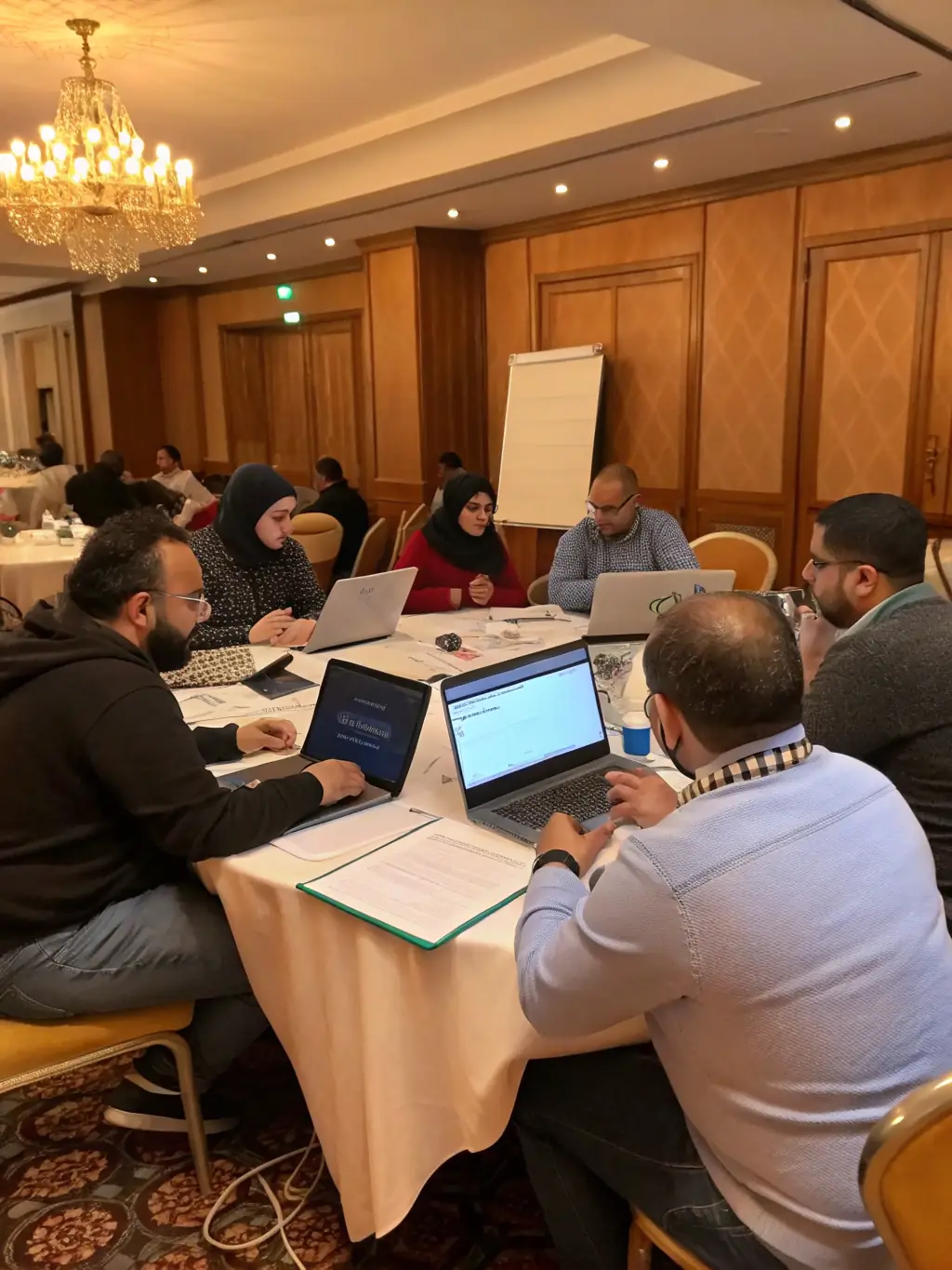 A dynamic shot of a workshop session at the 'Digital Transformation Expo' in Calgary, Canada, with participants actively engaged.